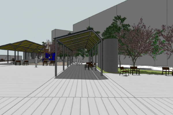 El Eixample ultima un proyecto para dotar de sombra a la plaza de Anna Lizarán con dos grandes pérgolas fotovoltaicas